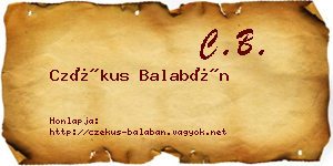 Czékus Balabán névjegykártya
